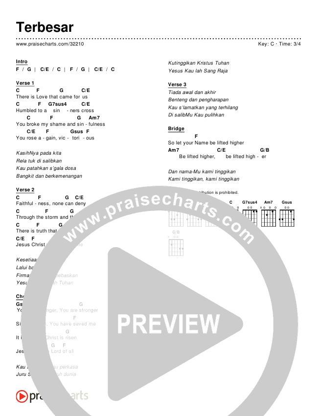 Terbesar (Simplified) Chords & Lyrics ()