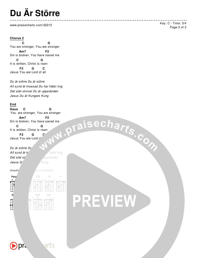 Du Är Större Chords & Lyrics ()