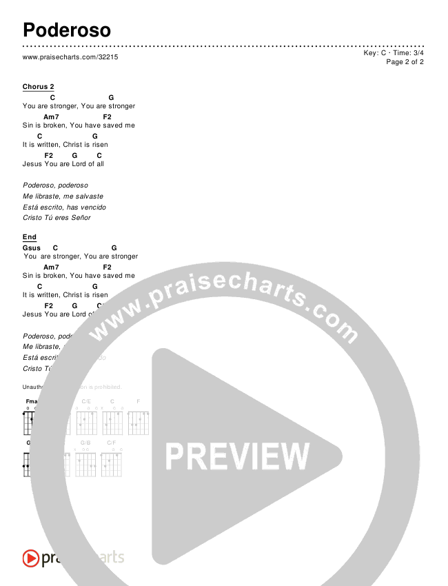 Poderoso (Stronger) Chords & Lyrics ()