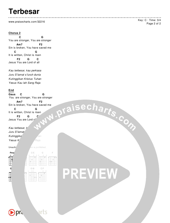 Terbesar (Stronger) Chords & Lyrics ()