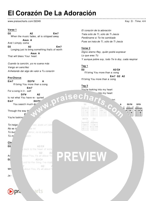 El Corazón De La Adoración (Simplified) Chords & Lyrics ()