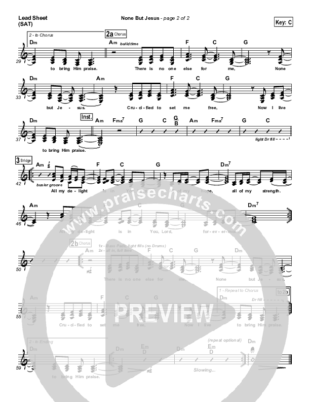None But Jesus Lead Sheet (Hillsong Worship)