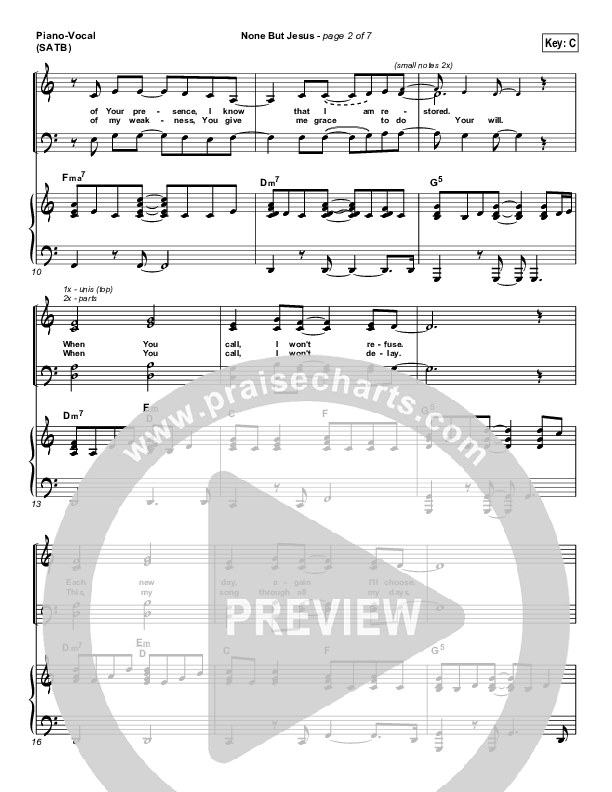 None But Jesus Piano/Vocal (Hillsong Worship)