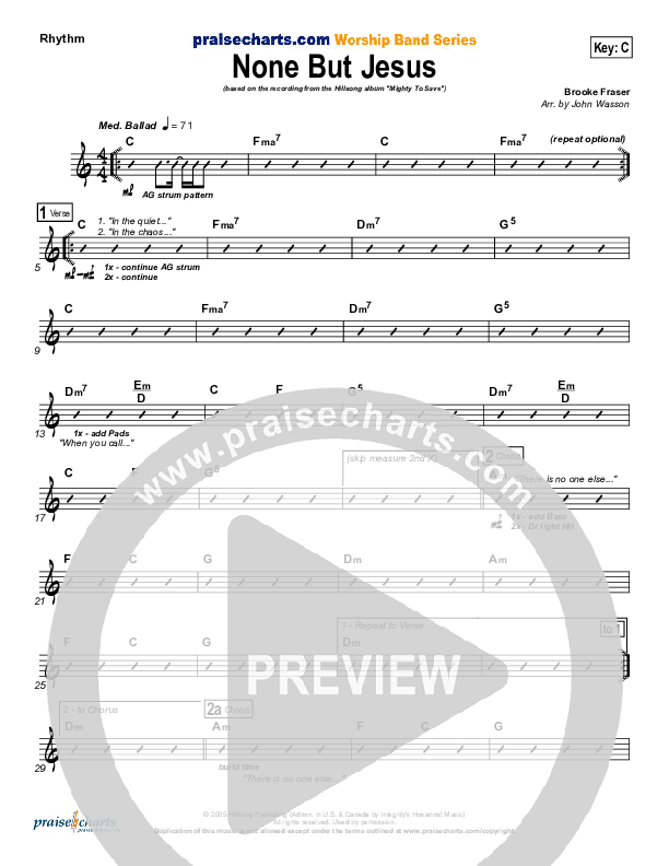 None But Jesus Rhythm Chart (Hillsong Worship)