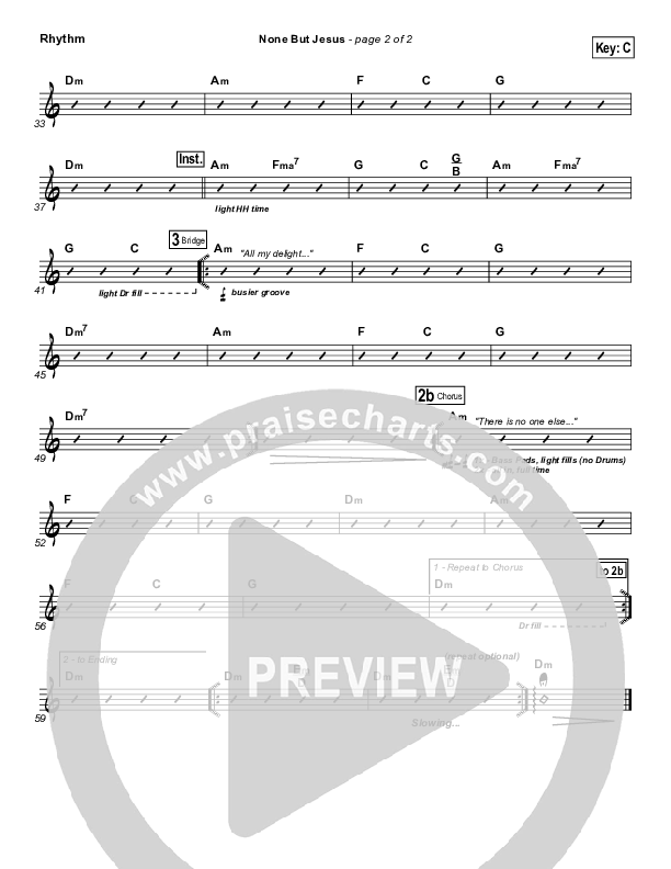 None But Jesus Rhythm Chart (Hillsong Worship)