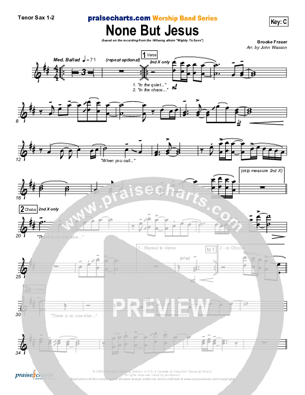 None But Jesus Tenor Sax 1/2 (Hillsong Worship)