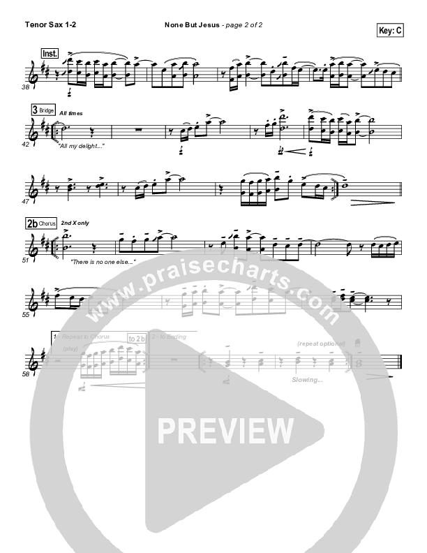 None But Jesus Tenor Sax 1/2 (Hillsong Worship)