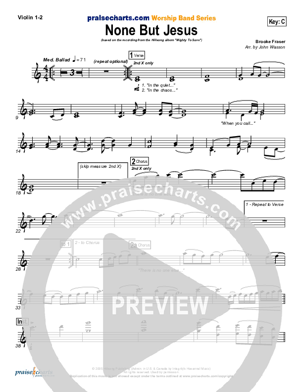 None But Jesus Violin 1/2 (Hillsong Worship)