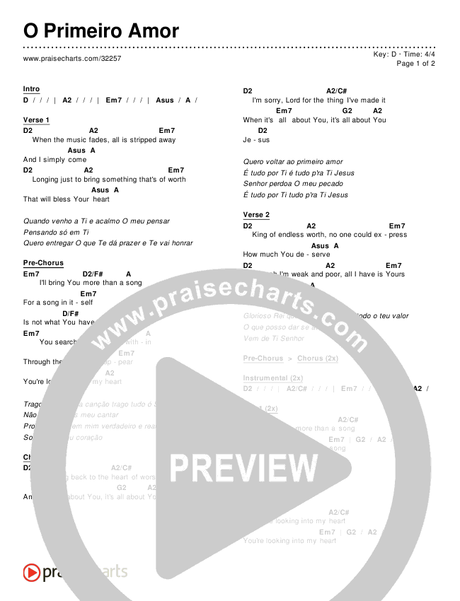 O Primeiro Amor Chords & Lyrics ()