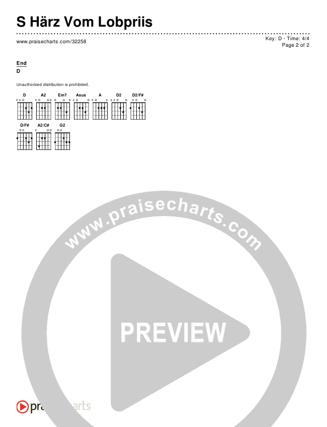S Härz Vom Lobpriis Chords & Lyrics ()