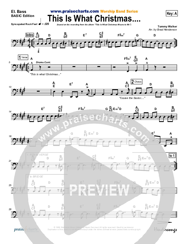 This Is What Christmas Means To Me Bass Guitar (Tommy Walker)