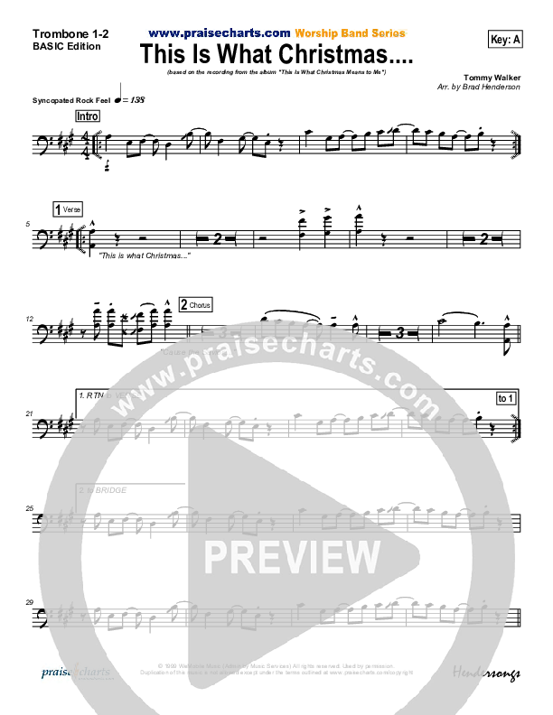 This Is What Christmas Means To Me Trombone 1/2 (Tommy Walker)