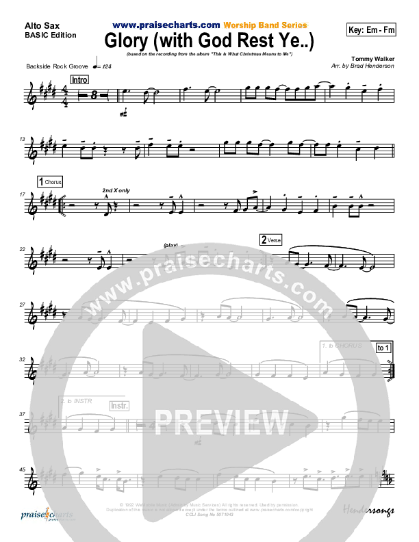 Glory (with God Rest Ye Merry Gentlemen) Alto Sax (Tommy Walker)