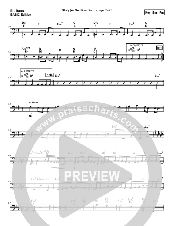 Glory (with God Rest Ye Merry Gentlemen) Bass Guitar (Tommy Walker)