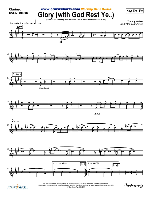 Glory (with God Rest Ye Merry Gentlemen) Clarinet (Tommy Walker)
