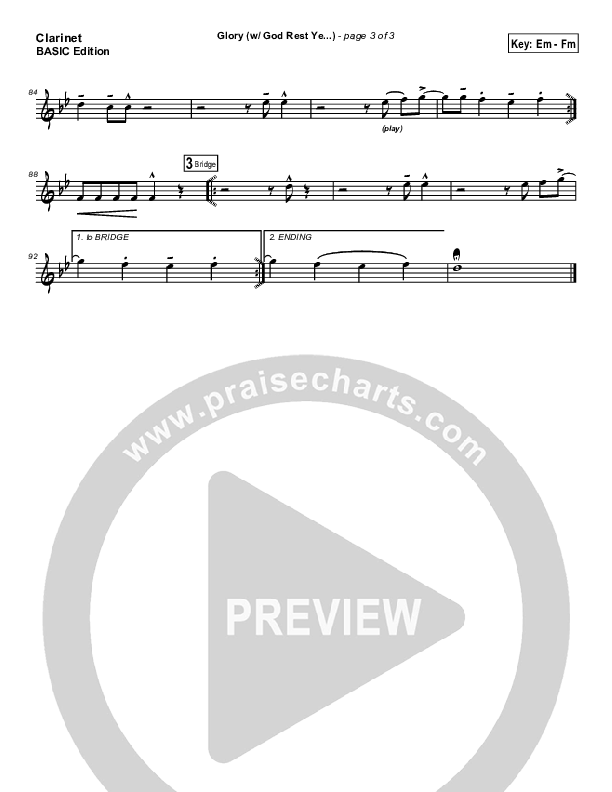 Glory (with God Rest Ye Merry Gentlemen) Clarinet (Tommy Walker)