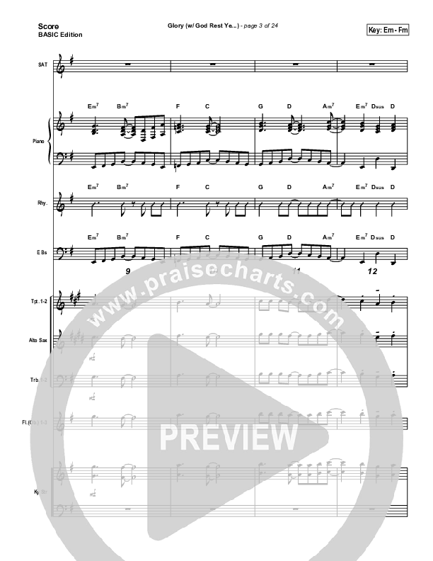 Glory (with God Rest Ye Merry Gentlemen) Conductor's Score (Tommy Walker)