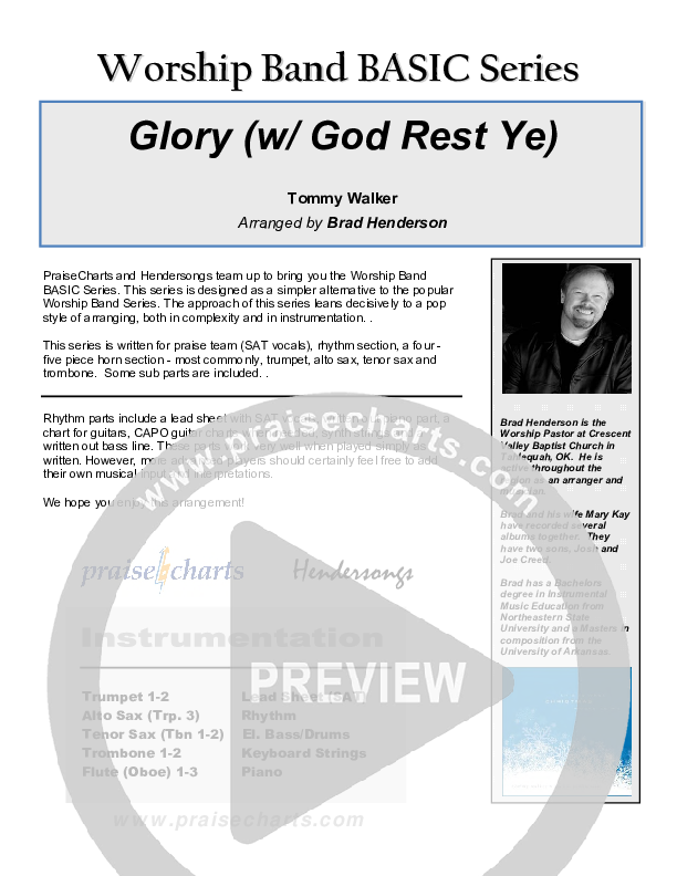 Glory (with God Rest Ye Merry Gentlemen) Cover Sheet (Tommy Walker)