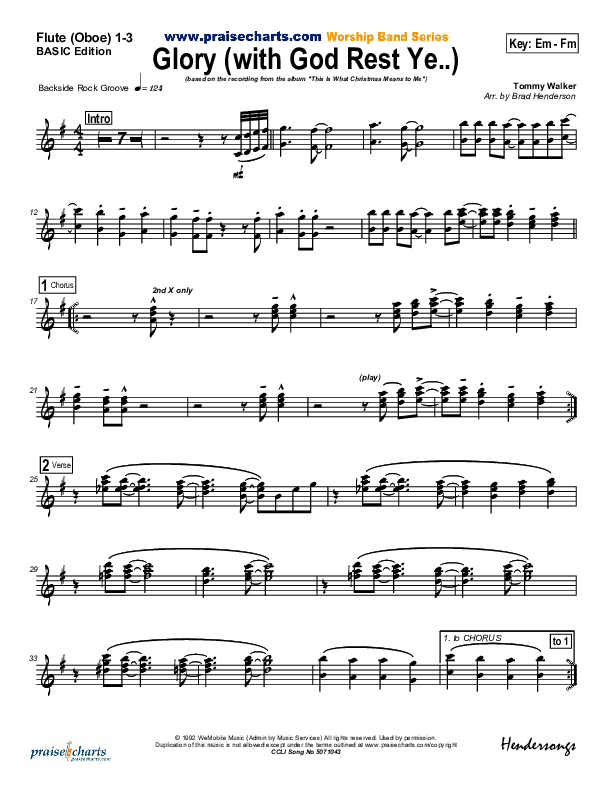 Glory (with God Rest Ye Merry Gentlemen) Flute/Oboe 1/2/3 (Tommy Walker)