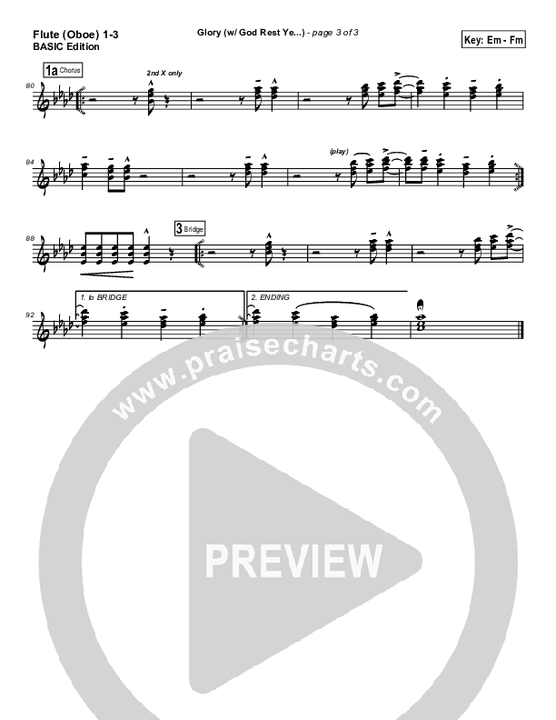 Glory (with God Rest Ye Merry Gentlemen) Flute/Oboe 1/2/3 (Tommy Walker)