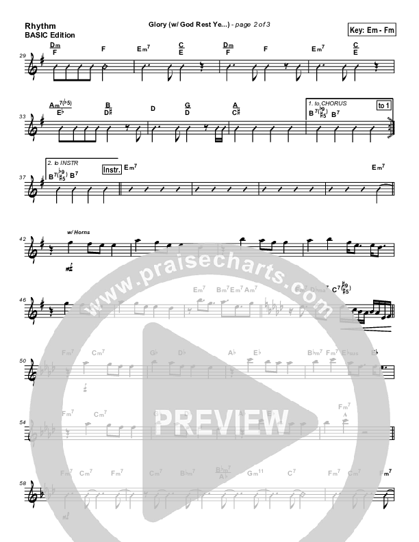 Glory (with God Rest Ye Merry Gentlemen) Rhythm Chart (Tommy Walker)