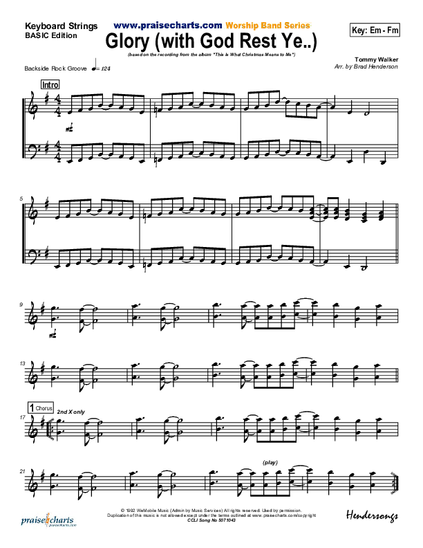 Glory (with God Rest Ye Merry Gentlemen) Synth Strings (Tommy Walker)