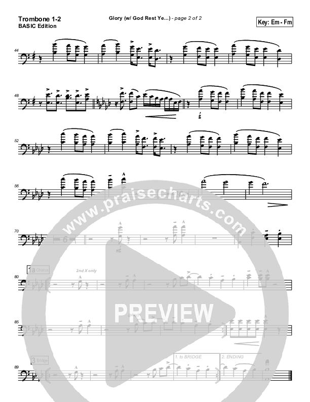 Glory (with God Rest Ye Merry Gentlemen) Trombone 1/2 (Tommy Walker)