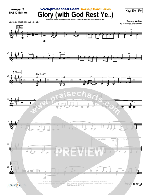 Glory (with God Rest Ye Merry Gentlemen) Trumpet 3 (Tommy Walker)