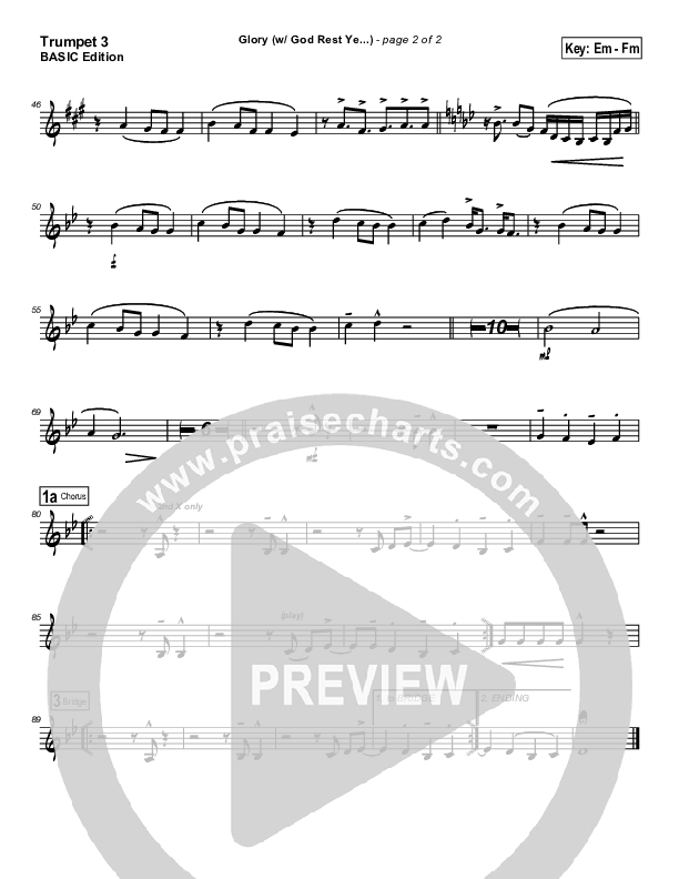 Glory (with God Rest Ye Merry Gentlemen) Trumpet 3 (Tommy Walker)