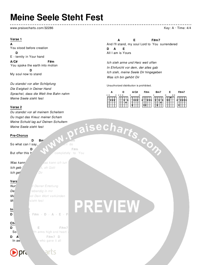 Meine Seele Steht Fest (Simplified) Chords & Lyrics ()
