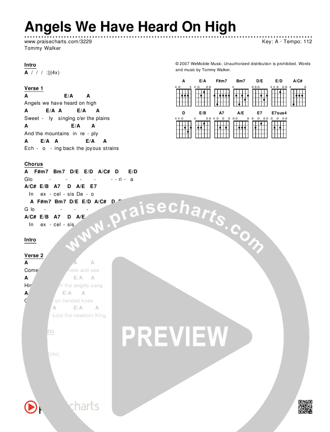 Angels We Have Heard On High Chords & Lyrics (Tommy Walker)
