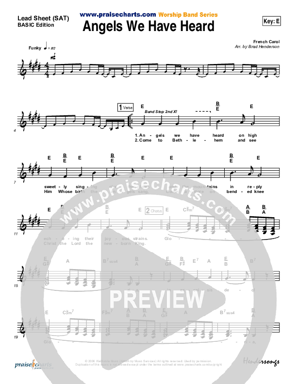 Angels We Have Heard On High Lead Sheet (Tommy Walker)