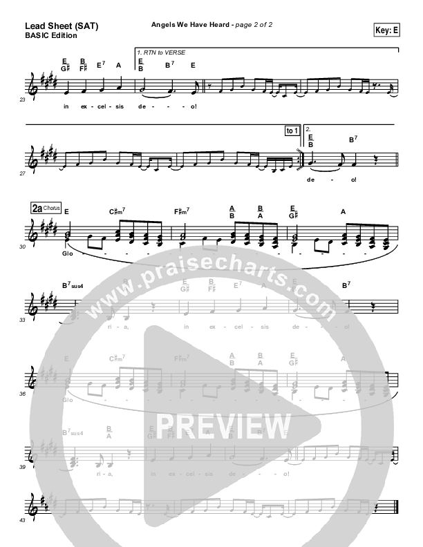 Angels We Have Heard On High Lead Sheet (Tommy Walker)