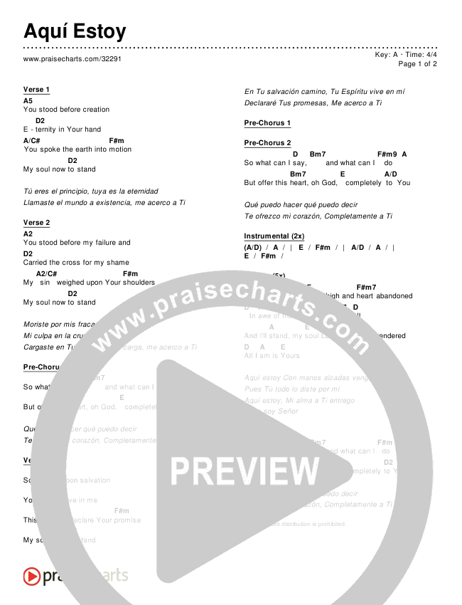 Aquí Estoy (The Stand) Chords & Lyrics ()