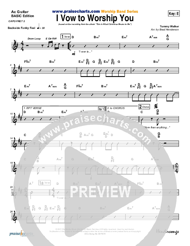 I Vow To Worship You Acoustic Guitar (Tommy Walker)