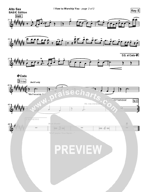 I Vow To Worship You Alto Sax (Tommy Walker)