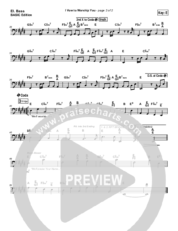 I Vow To Worship You Bass Guitar (Tommy Walker)