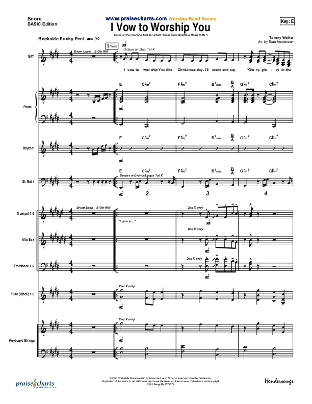 I Vow To Worship You Conductor's Score (Tommy Walker)