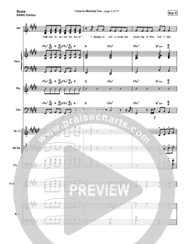 I Vow To Worship You Conductor's Score (Tommy Walker)