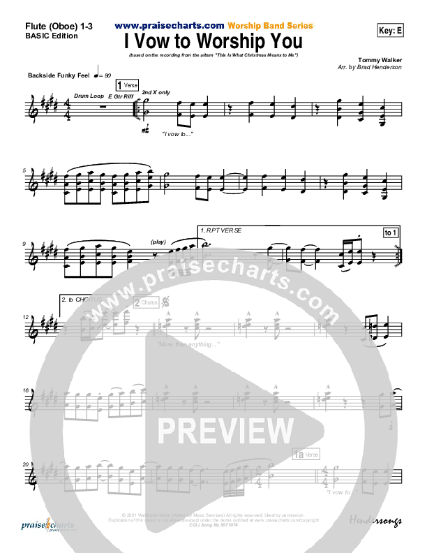 I Vow To Worship You Flute/Oboe 1/2/3 (Tommy Walker)