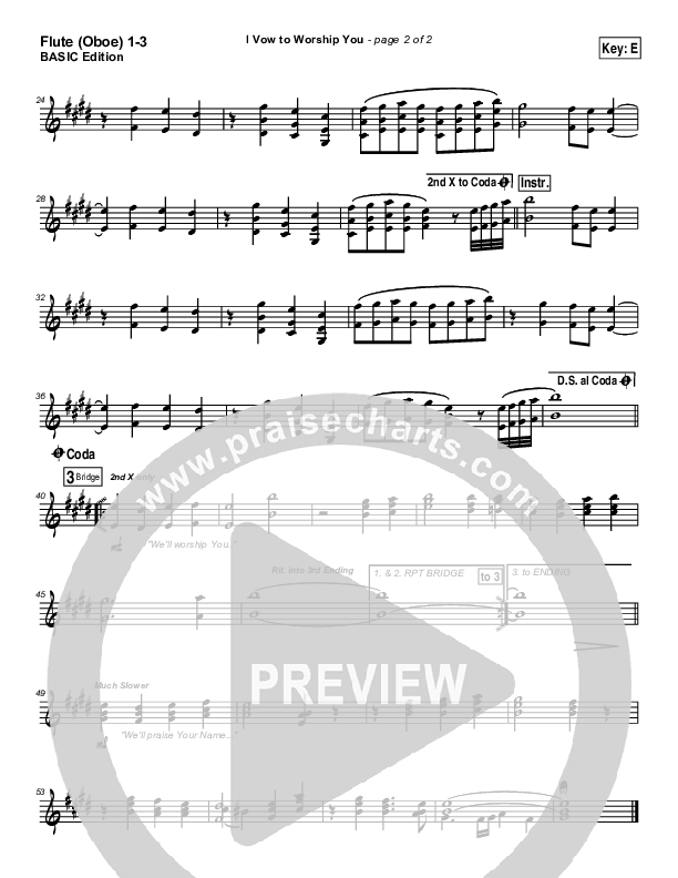 I Vow To Worship You Flute/Oboe 1/2/3 (Tommy Walker)