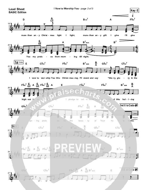 I Vow To Worship You Lead Sheet (Tommy Walker)