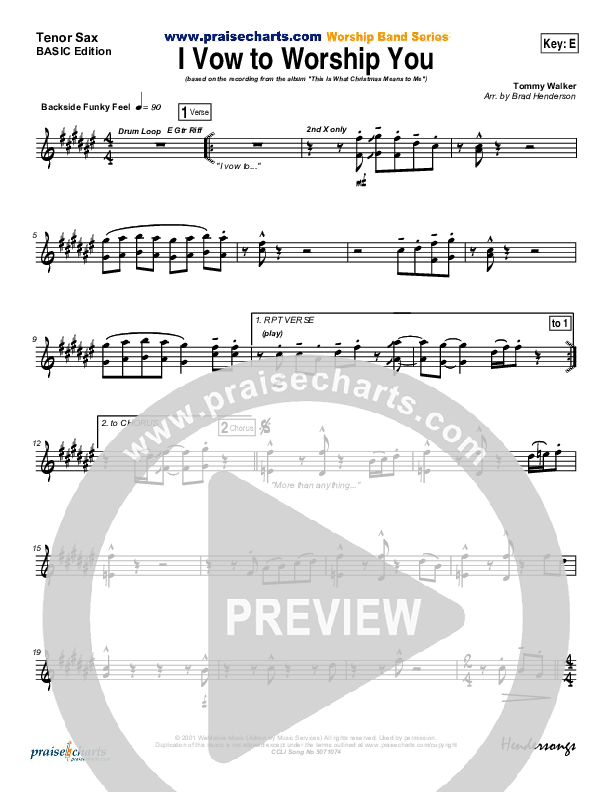 I Vow To Worship You Tenor Sax 2 (Tommy Walker)