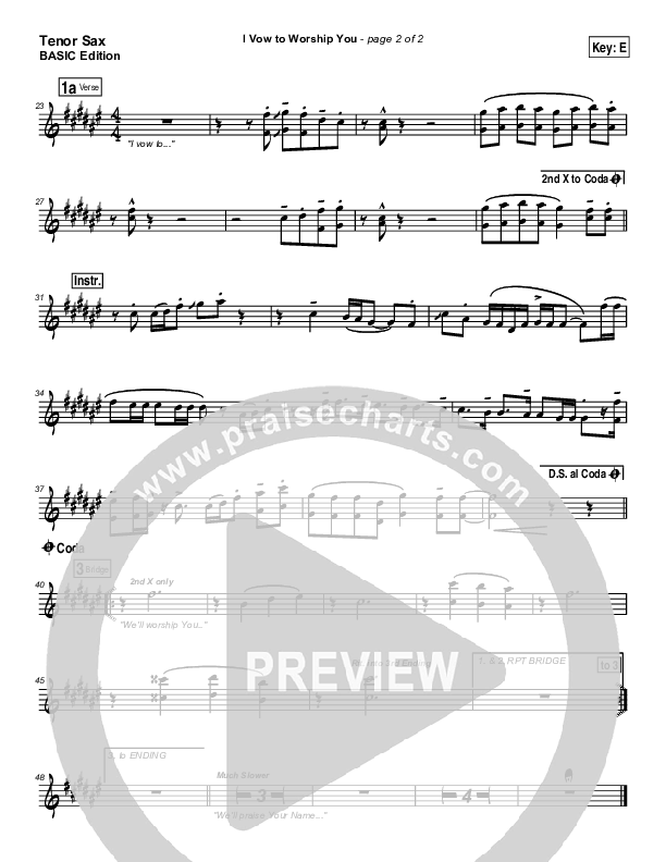 I Vow To Worship You Tenor Sax 2 (Tommy Walker)