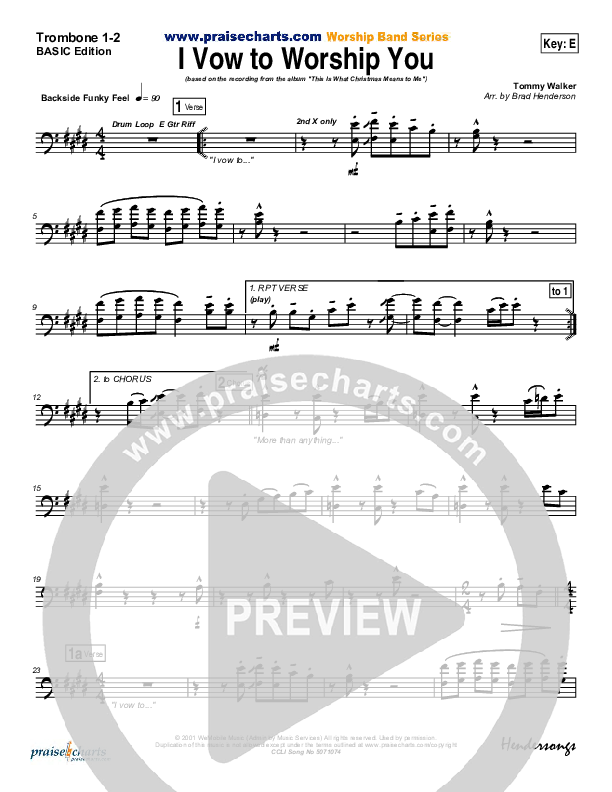 I Vow To Worship You Trombone 1/2 (Tommy Walker)