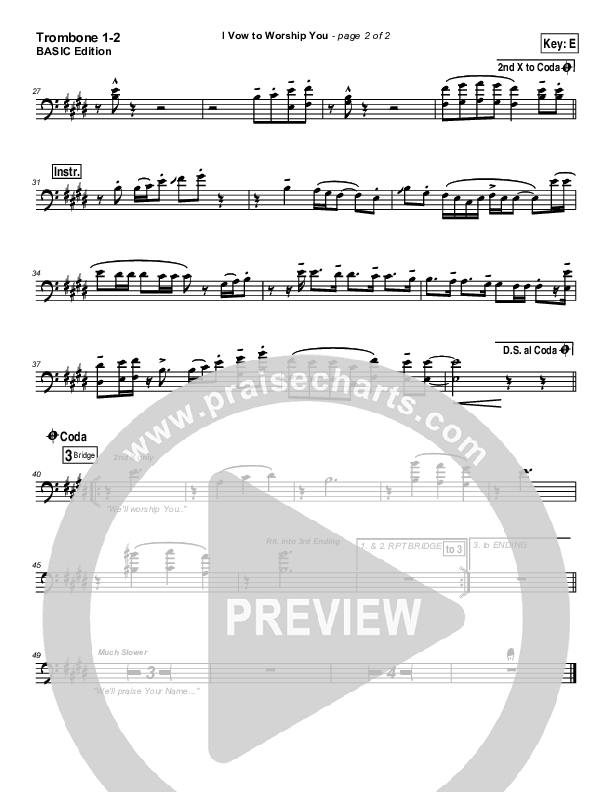 I Vow To Worship You Trombone 1/2 (Tommy Walker)