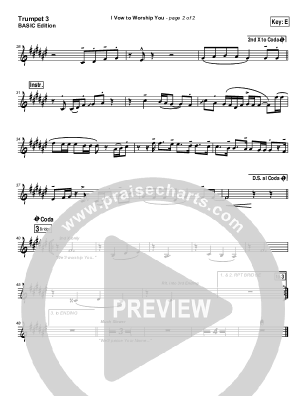 I Vow To Worship You Trumpet 3 (Tommy Walker)