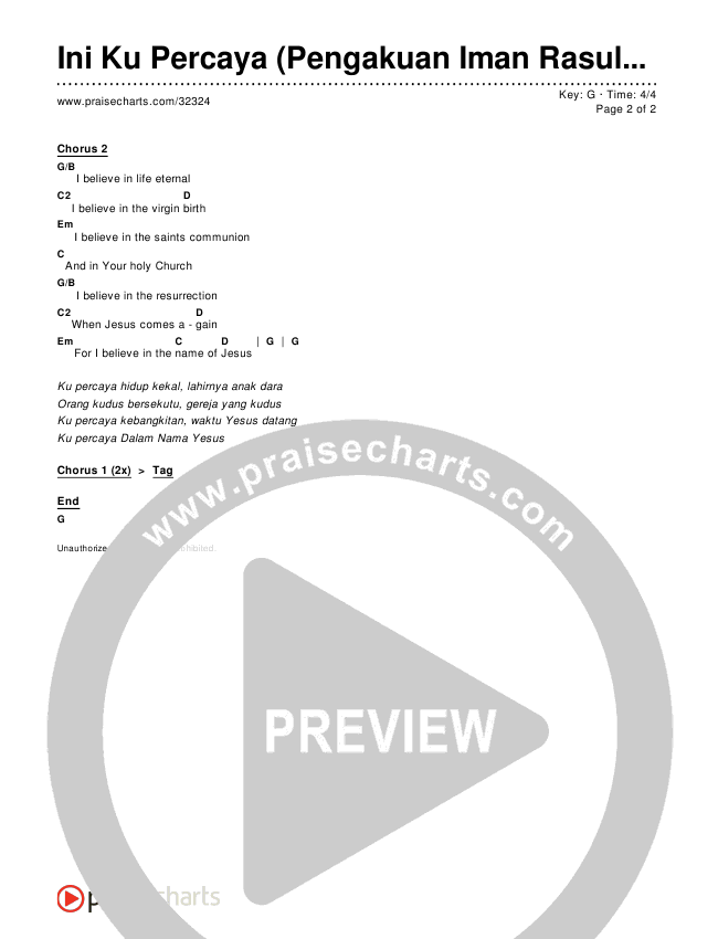 Ini Ku Percaya
(Pengakuan Iman Rasuli) Chords & Lyrics ()