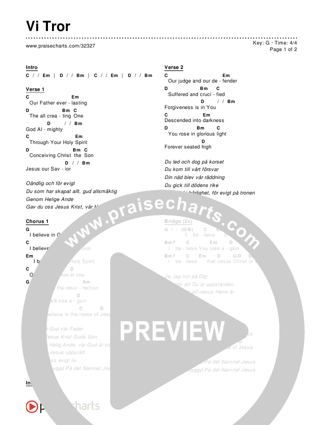 Vi Tror (This I Believe (The Creed)) Chords & Lyrics ()