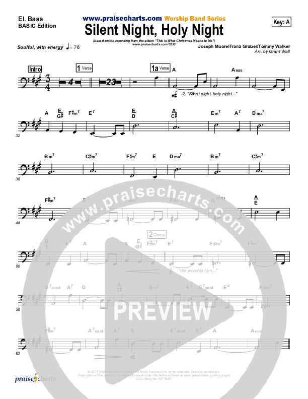 Silent Night Holy Night Bass Guitar (Tommy Walker)